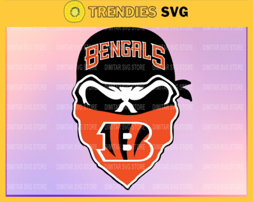Cincinnati Bengals Skull NFL Svg Pdf Dxf Eps Png Silhouette Svg Download Instant Design 2018