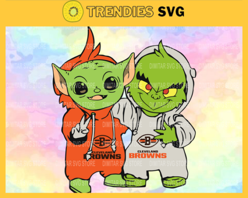 Cleveland Browns Baby Yoda And Grinch NFL Svg Instand Download Design 2092 Design 2092