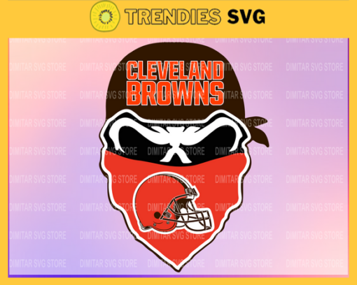 Cleveland Browns Skull NFL Svg Pdf Dxf Eps Png Silhouette Svg Download Instant Design 2168