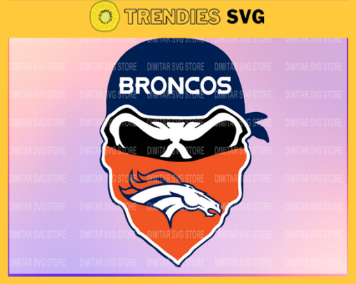 Denver Broncos Skull NFL Svg Pdf Dxf Eps Png Silhouette Svg Download Instant Design 2665