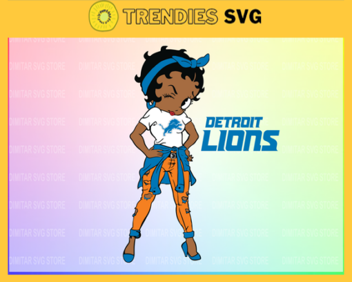 Detroit Lions Girl NFL Svg Pdf Dxf Eps Png Silhouette Svg Download Instant Design 2754