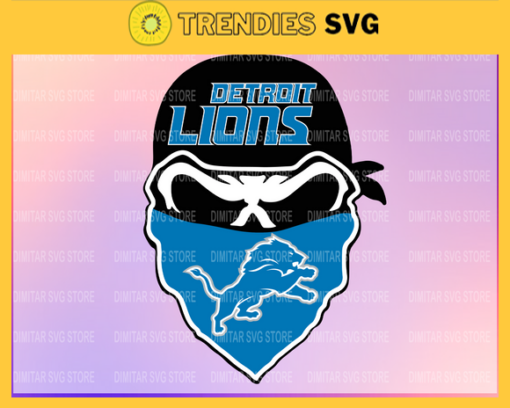 Detroit Lions Skull NFL Svg Pdf Dxf Eps Png Silhouette Svg Download Instant Design 2795