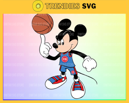 Detroit Pistons Mickey NBA Sport Team Logo Basketball SVG cut file for cricut files Clip Art Digital Files vector Svg Eps Png Dxf Pdf Design 2836 Design 2836