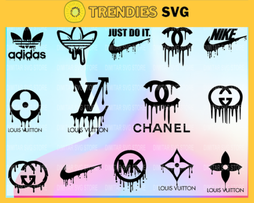 Dripping designer logo svg Gucci svg louis vuitton svg Chanel SVG Brand logo svg Adidas svg Design 3103