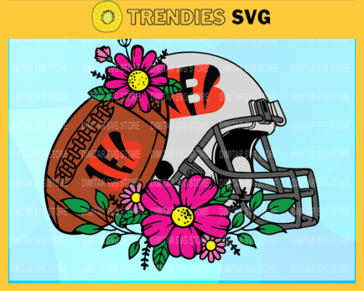 Flower football Cincinnati Bengals SVG PNG EPS DXF PDF Football Design 3211
