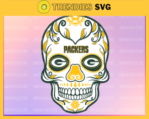 Green Bay Packers Skull NFL Svg Pdf Dxf Eps Png Silhouette Svg Download Instant Design 3684