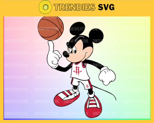 Houston Rockets Mickey NBA Sport Team Logo Basketball SVG cut file for cricut files Clip Art Digital Files vector Svg Eps Png Dxf Pdf Design 4022 Design 4022