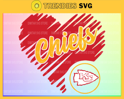 Kansas City Chiefs Heart NFL Svg Sport NFL Svg Heart T Shirt Heart Cut Files Silhouette Svg Download Instant Design 5497