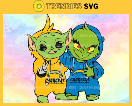 Los Angeles Chargers Baby Yoda And Grinch NFL Svg Instand Download Design 5753 Design 5753