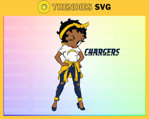 Los Angeles Chargers Girl NFL Svg Pdf Dxf Eps Png Silhouette Svg Download Instant Design 5791