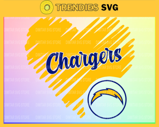 Los Angeles Chargers Heart NFL Svg Sport NFL Svg Heart T Shirt Heart Cut Files Silhouette Svg Download Instant Design 5800