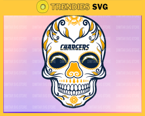 Los Angeles Chargers Skull NFL Svg Pdf Dxf Eps Png Silhouette Svg Download Instant Design 5827