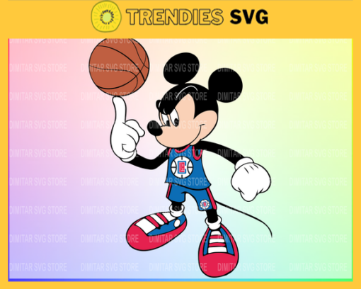Los Angeles Clippers Mickey NBA Sport Team Logo Basketball SVG cut file for cricut files Clip Art Digital Files vector Svg Eps Png Dxf Pdf Design 5869 Design 5869