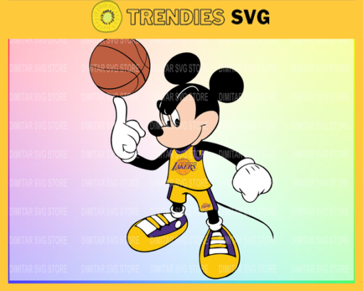 Los Angeles Lakers Mickey NBA Sport Team Logo Basketball SVG cut file for cricut files Clip Art Digital Files vector Svg Eps Png Dxf Pdf Design 5883 Design 5883