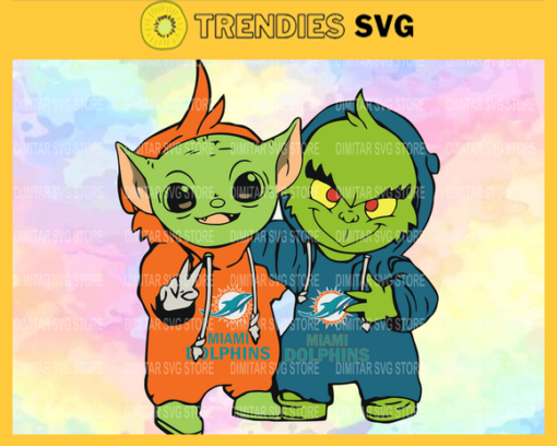 Miami Dolphins Baby Yoda And Grinch NFL Svg Instand Download Design 6258 Design 6258