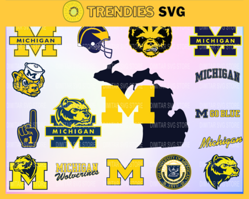 Michigan Wolverines bundle Logo Svg Eps Dxf Png Instant Download Digital Print Design 6387