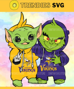 Minnesota Vikings Baby Yoda And Grinch NFL Svg Instand Download Design -6477 Design -6477