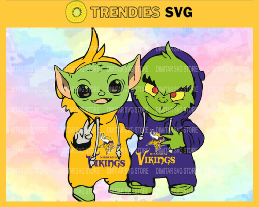 Minnesota Vikings Baby Yoda And Grinch NFL Svg Instand Download Design 6477 Design 6477