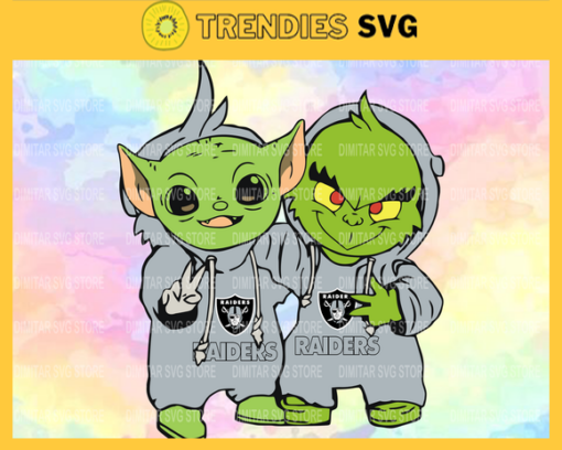 Oakland Raiders Baby Yoda And Grinch NFL Svg Instand Download Design 7307 Design 7307