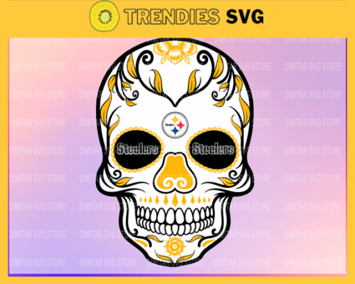 Pittsburgh Steelers Skull NFL Svg Pdf Dxf Eps Png Silhouette Svg Download Instant Design 7901