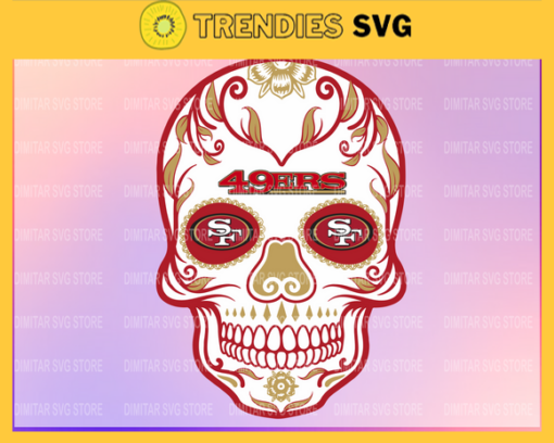 San Francisco 49ers Skull NFL Svg Pdf Dxf Eps Png Silhouette Svg Download Instant Design 8334
