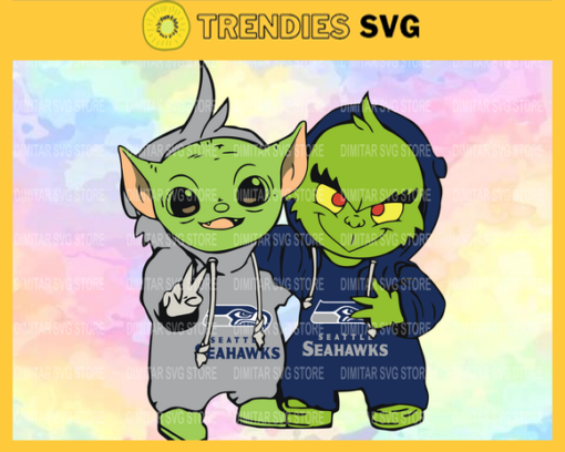 Seattle Seahawks Baby Yoda And Grinch NFL Svg Instand Download Design 8598 Design 8598