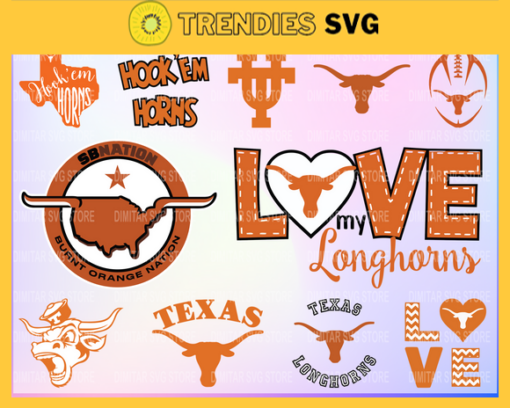 Texas Longhorns bundle Logo Svg Eps Dxf Png Instant Download Digital Print Design 9565