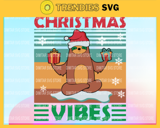 Vintage Christmas Vibes PNG Santa Sloth Yoga Cute Christmas Sloth Merry Slothmas Yoga Fans Design 10036 Design 10036